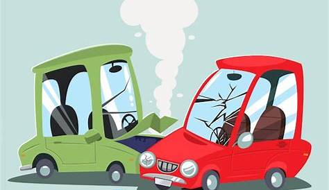 Accidente Automovilistico. Vector Ilustración De Dibujos Animados De Un