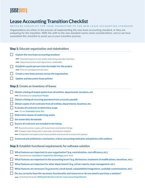 Guide Lease Accounting Transition Checklist LeaseQuery