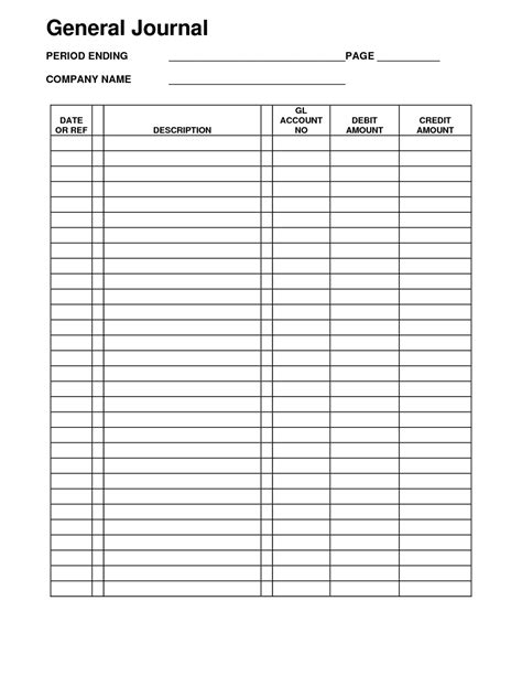 Accounting Journal Entry Template Word