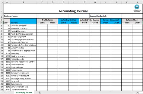 Accounting Journal In Excel