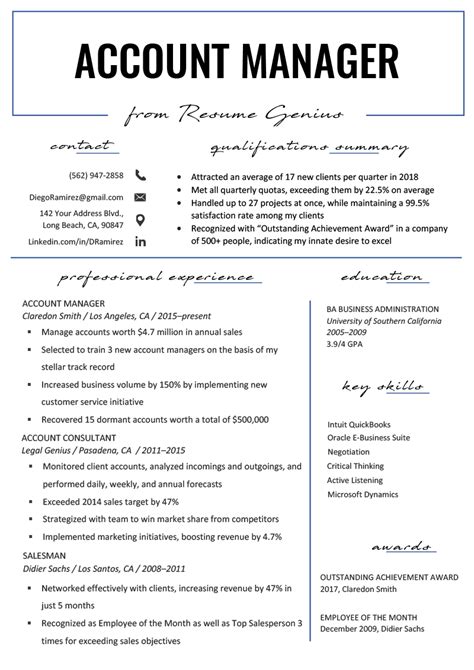 Account Manager Resume Writing Tips in Word Format Free