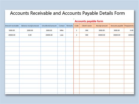 Accounts Payable And Receivable Template Excel