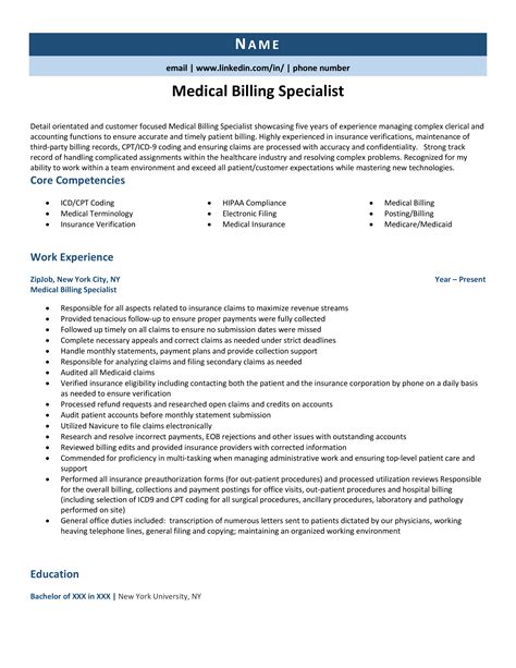 Billing Clerk Resume Sample resume Pinterest Resume