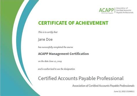 accounts payable certification