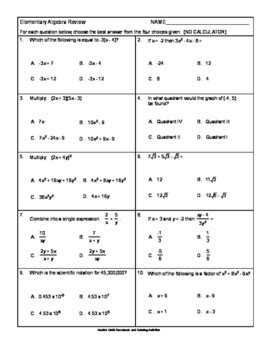 Accuplacer Elementary Algebra Practice Test Printable