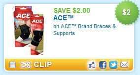 Free sample of the ACE Brand Elastic Bandage and 2 dollar coupon from