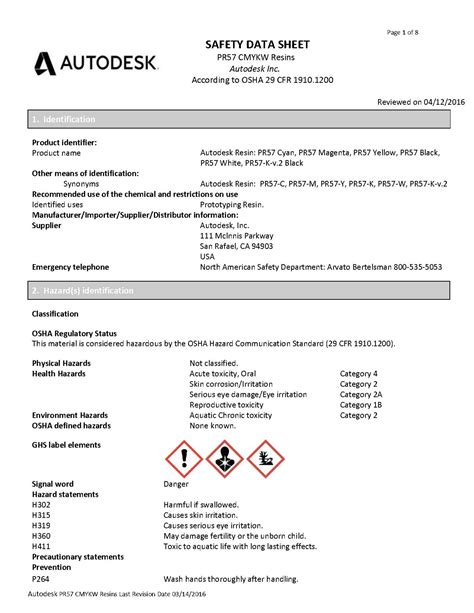 ace sds product safety data sheets