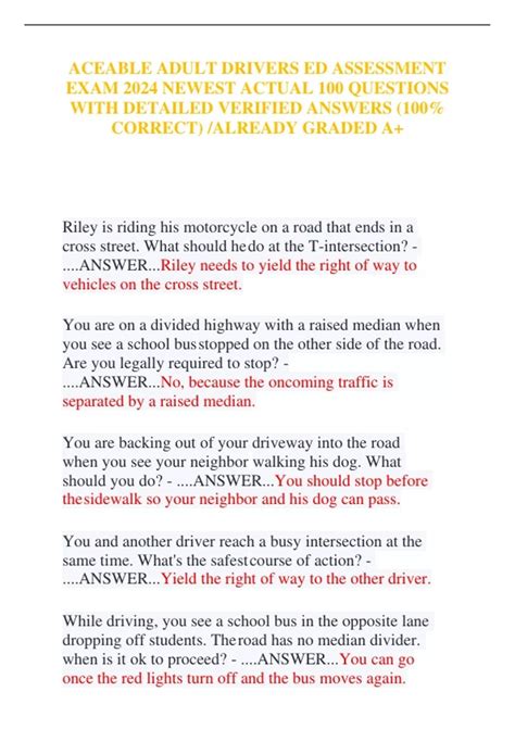 aceable adult drivers ed answers