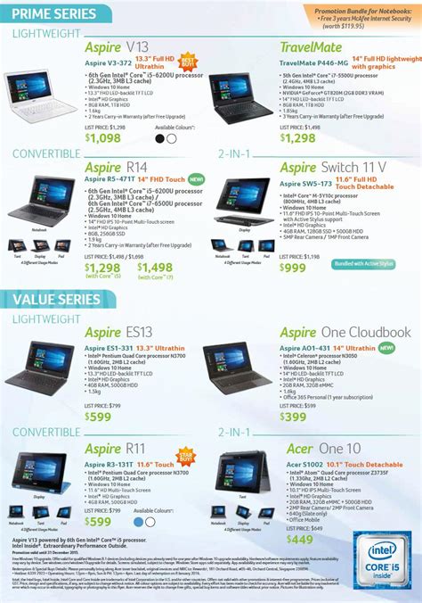 acer brand laptop price list