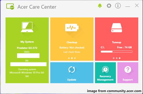 acer care center update drivers
