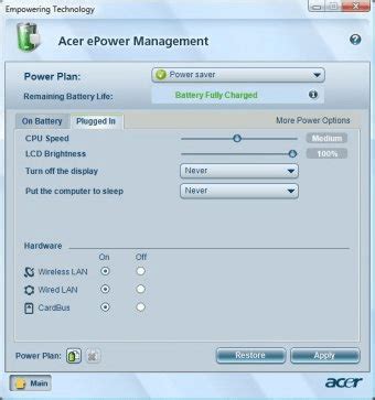 acer epower management windows 10
