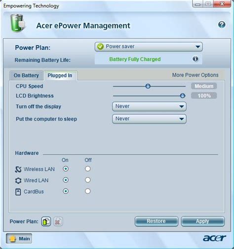 acer power management windows 10