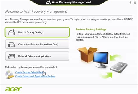 acer recovery management app
