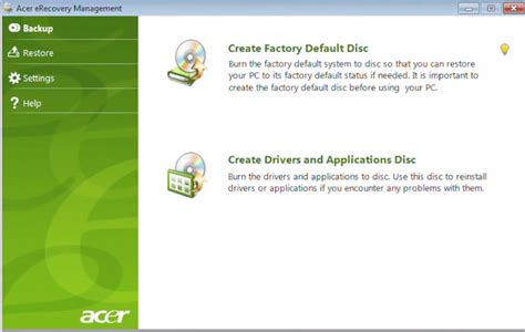 acer recovery management windows 7