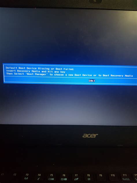 acer laptop default boot device missing