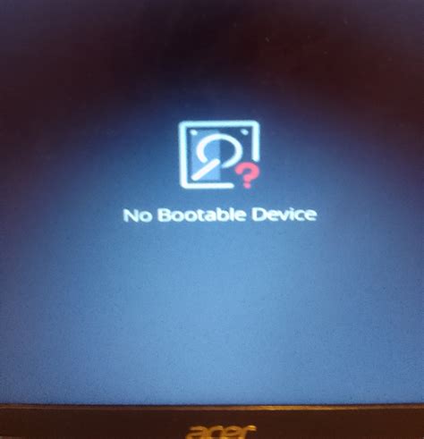 acer laptop showing no bootable device