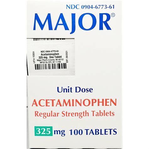 acetaminophen 325 mg dosage