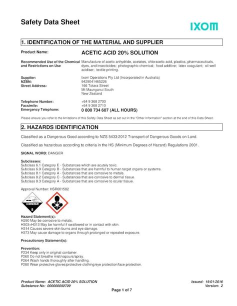 acetic acid 20% sds