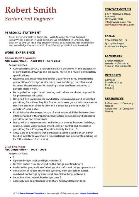 Civil Engineer Resume & Writing Guide +12 Resume