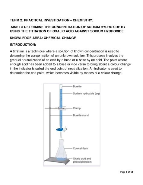 Acid Base Titration Practical Grade 12