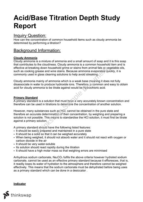 Acid-Base Titration Introduction Lab Report