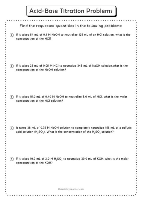 Acid-Base Titration Practice Problems With Answers Pdf