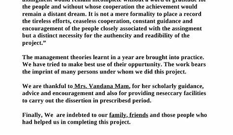 Project Acknowledgement Samples : Acknowledgement Sample For Internship