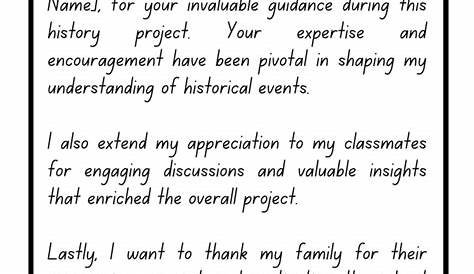 Acknowledgement for History Project (8 Best Samples)