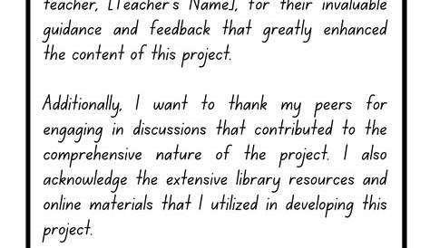 Acknowledgement Sample For Project Pdf | HQ Printable Documents