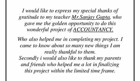 Project Acknowledgement Samples Acknowledgement School Projects