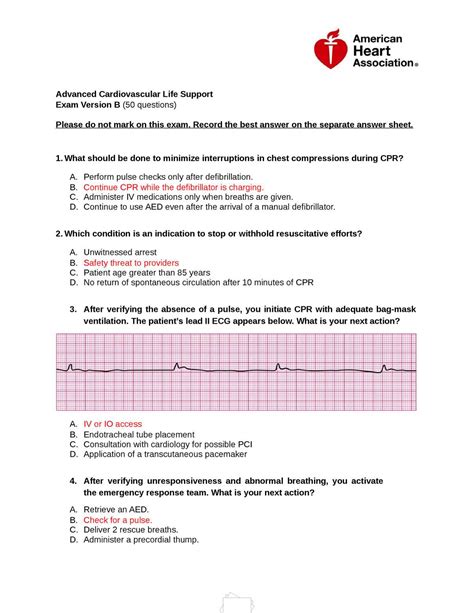 acls certification exam answers