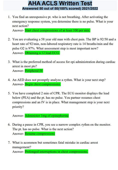 acls written test answers