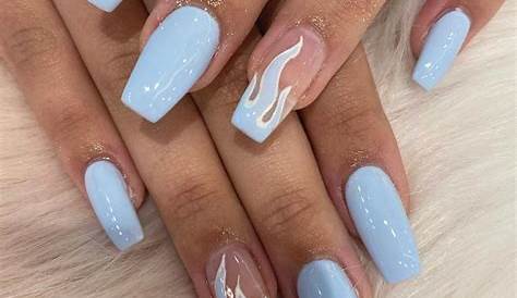 Acrylic Baby Blue Nails Square New Expression