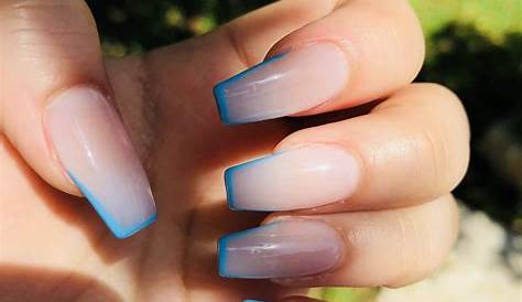 Simple light blue acrylic nail tip design. Super super cute!! Acrylic