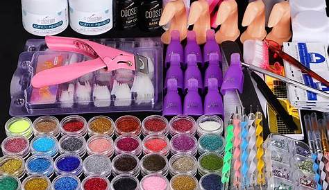 Acrylic Nail Color Kit COSCELIA With Lamp All For Manicure Gel