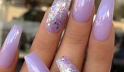 Acrylic Nails Designs Lavender Pastel With Glitter Nail Art For 2019