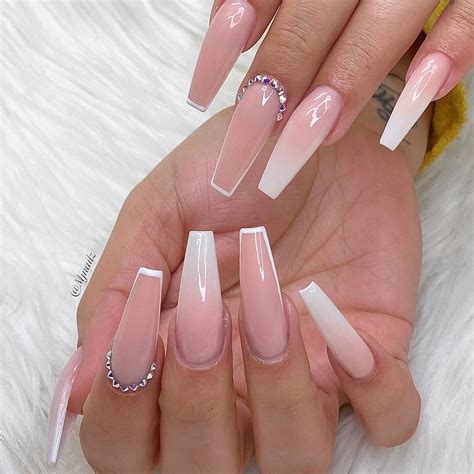 White coffin shaped acrylic nails with silver glitter accent nail Glitter accent nails, White