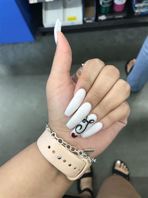 Acrylic Nails Coffin Initials