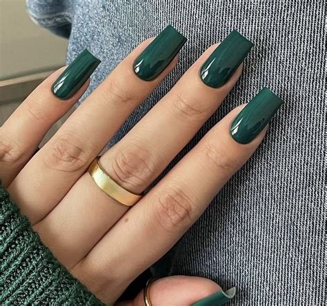 Acrylic Nails Green Plain