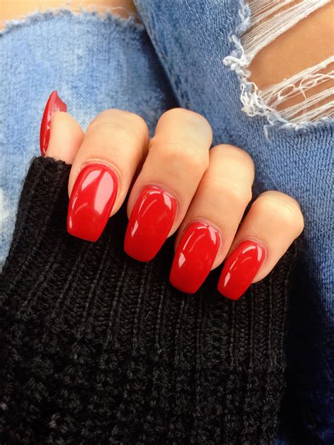 Acrylic Nails Medium Red
