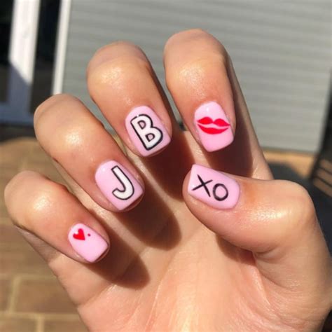 Acrylic Nails With Bf Initials N