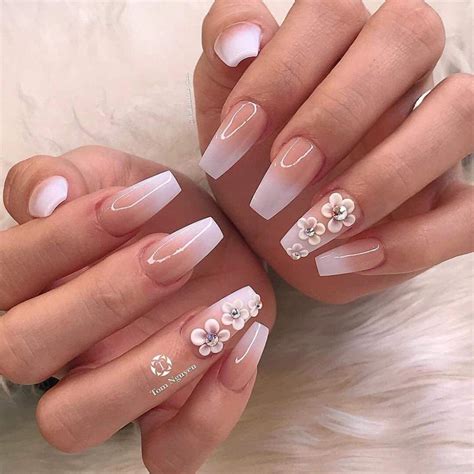Acrylic Nails With Flowers Inside