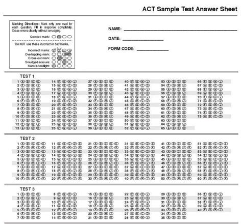 Act Answer Sheet Pdf