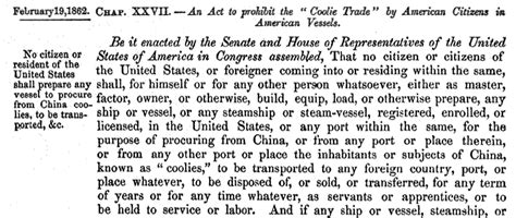 act to prohibit the coolie trade 1862