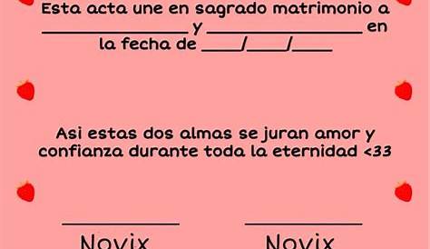 Actas de matrimonio de broma para imprimir - Imagui