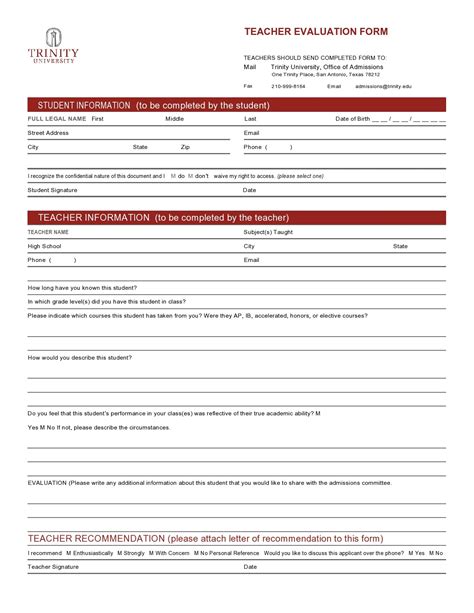 Acting Teacher Evaluations Printable