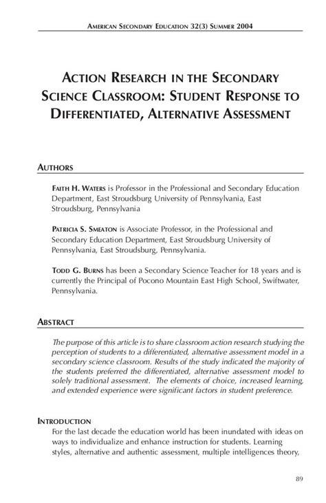 action research examples in science