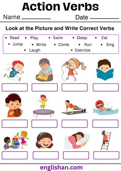 action verbs exercises with answers pdf