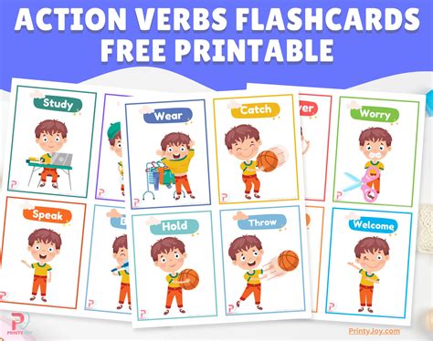 Action Verbs Flashcards Free Printable