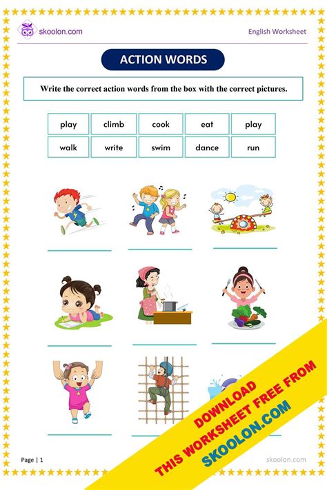 action words questions for class 1 with answers